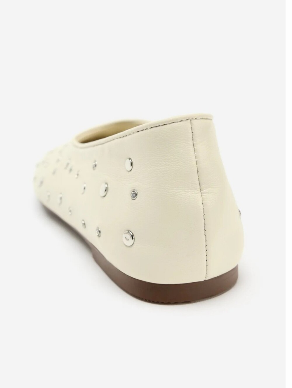 Zara Leather Studded Cream Ballet Flats - Picture 4 of 7